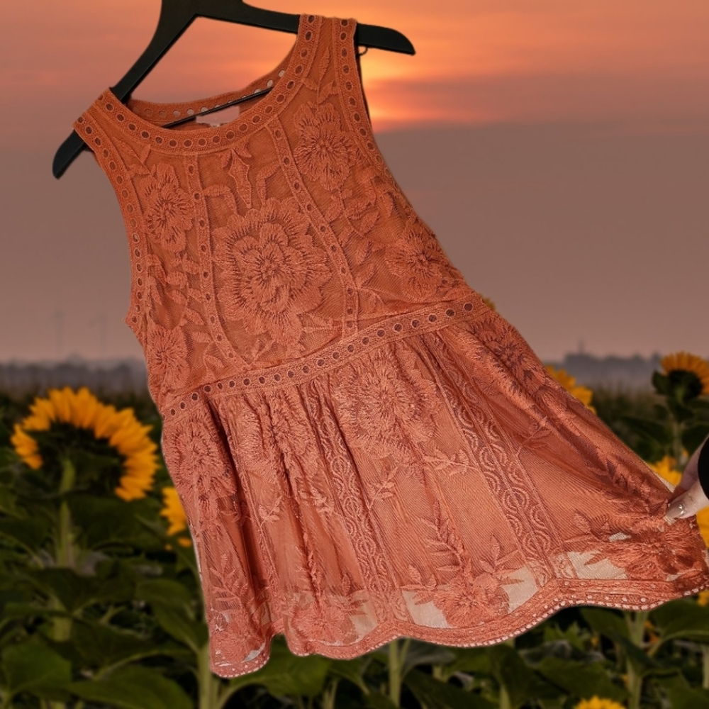 Entro Crochet Sheer Lined Top